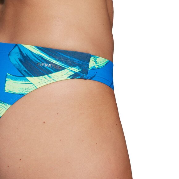 Adidas womens 44" Parley Beach Bikini 2-Piece Swimsuit Blue/Hi-Res Yellow DQ3175 - Picture 11 of 14